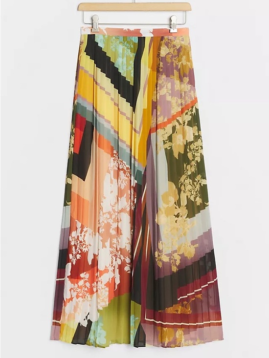 Anthropologie Dresses & Skirts - Pleated Multi-Color Floral Print Maxi Skirt
